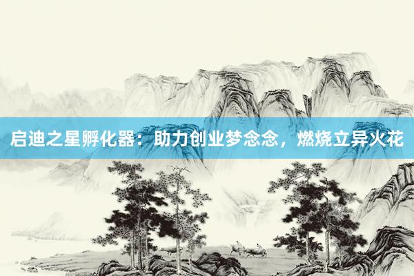 启迪之星孵化器：助力创业梦念念，燃烧立异火花